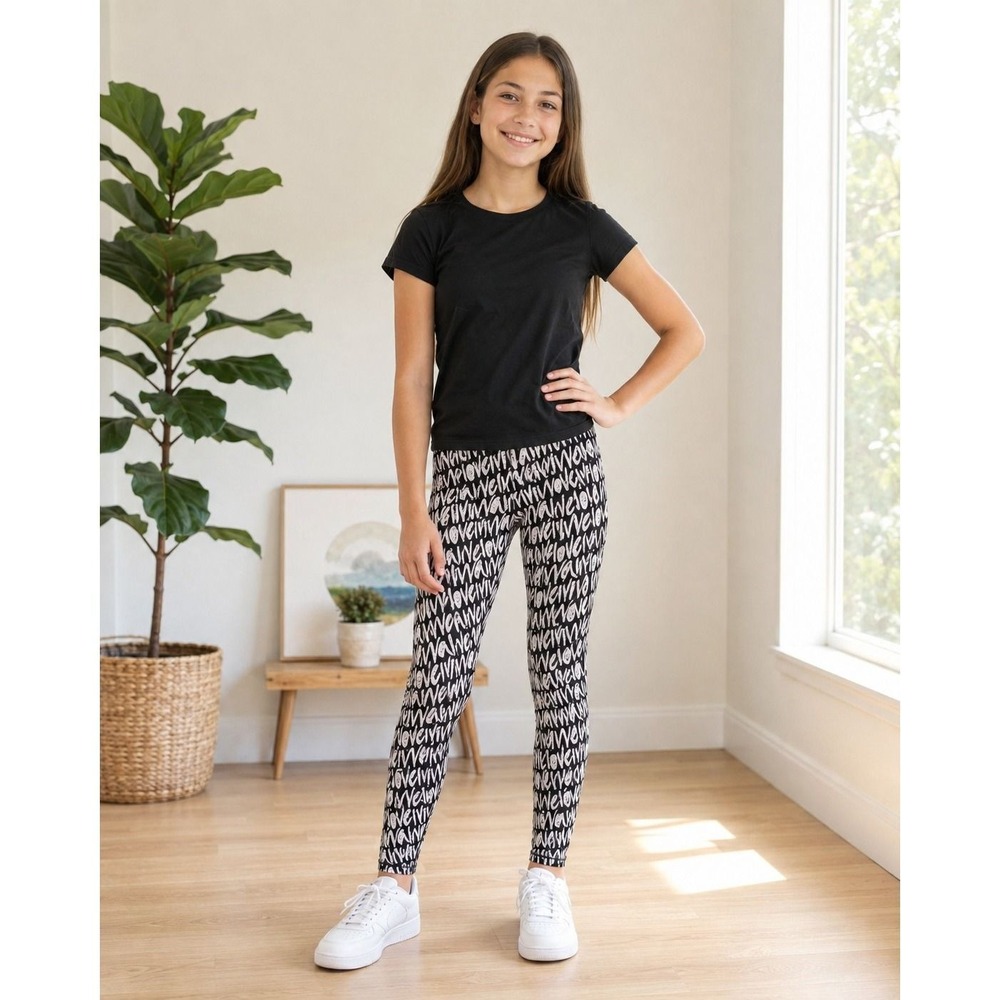 Ivivva Lululemon Size 14 Black White Printed Leggings Girls Youth Athletic